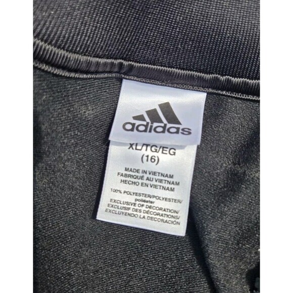 ADIDAS Girls XL 16 Black 3-Stripes Jacket Zip-up Tricot Track Gym Sports AP4472 - Picture 6 of 8